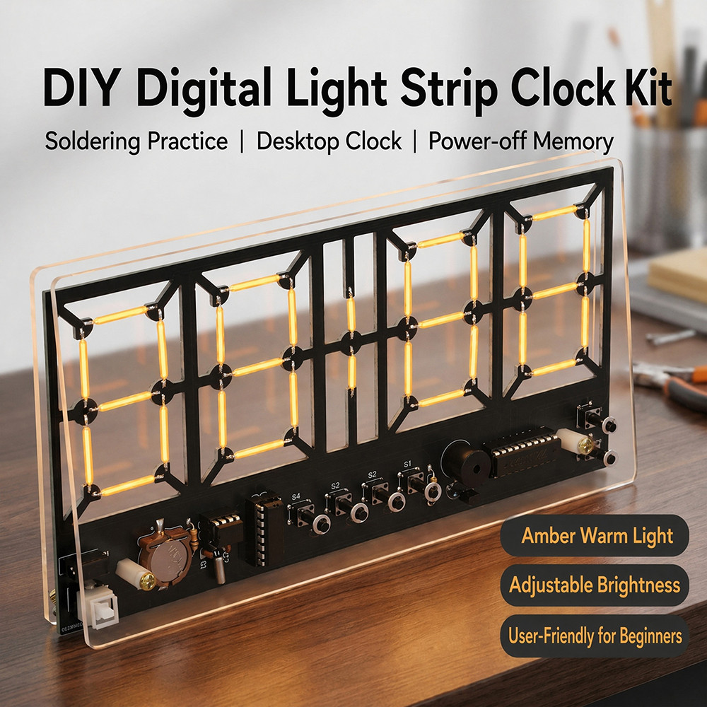 4Digit LED Digital Clock DIY Kit DC 5V DIY Soldering Practice Kit Digital Alarm Clock with