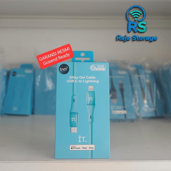 it transparent silica cable c to l lightning iphone mfi kabel - mint