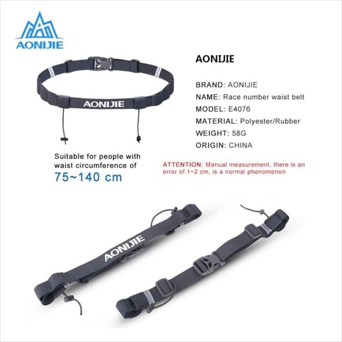 4tpo- Aonijie Bib Race Number Belt E4076 Tali Bib - Black