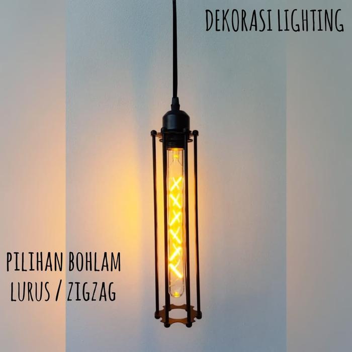 L650 Lampu Gantung Vintage1Lampu+ Lampu Filamen Edison Led 6-7W
