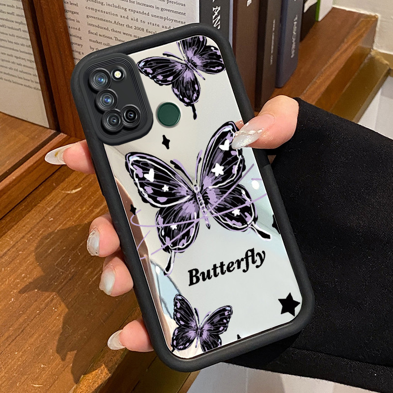 Casing Hp Realme 7i Realme C17 Case Casing Kupu-kupu ungu hitam HP pola Kesing Kasing cermin Cesing 