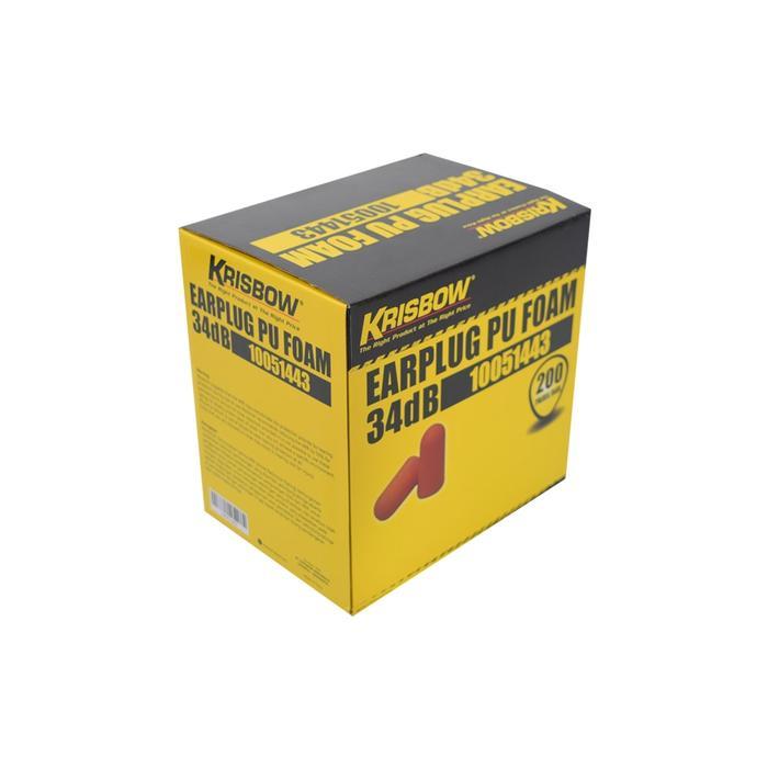 Krisbow Set 200 Pasang Earplug Busa Polyurethane