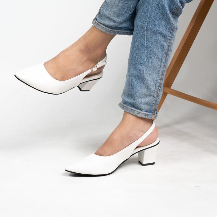 Seis Viona Mules Heels Wanita Slingback Hak 5 Cm Shoes