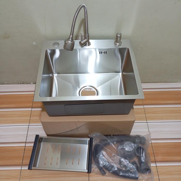 Komplit Kitchen Sink 52X43/Bak Cuci Piring 52X43/Wastafel Polos 52X43