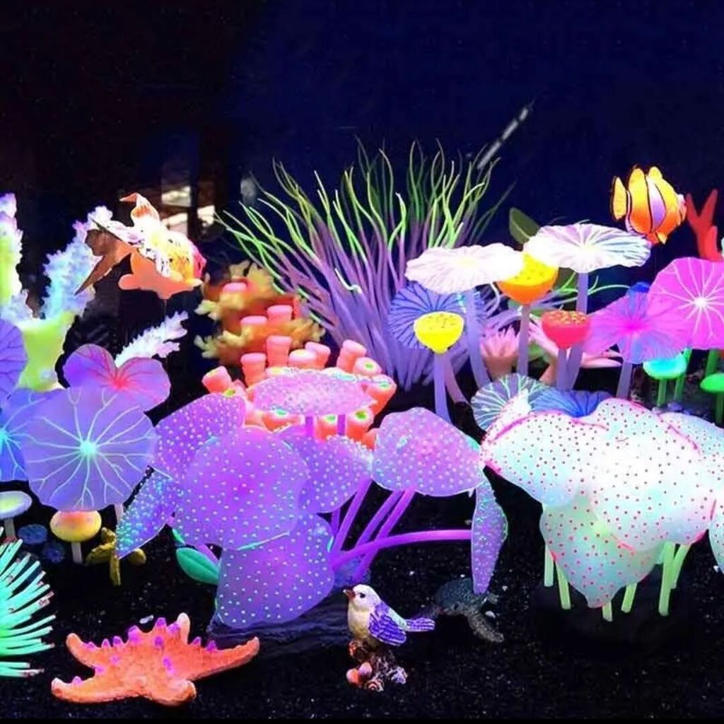 Hiasan aquarium Jamur warna warni, mushroom dekorasi aquascape aquarium