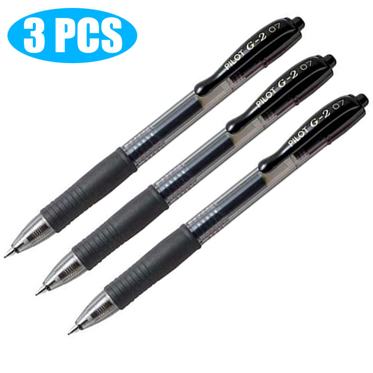 3PCS PILOT BL-G2 Retractable Gel Ink Pen 0.38/05/07mm Tip Roller Ball Pens Comfort Grip School