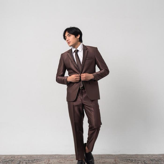 Setelan Jas Pria Semi Wool Glossy Setelan Jas Pengantin Pria Jas Pria Wedding Jas formal Blazer -