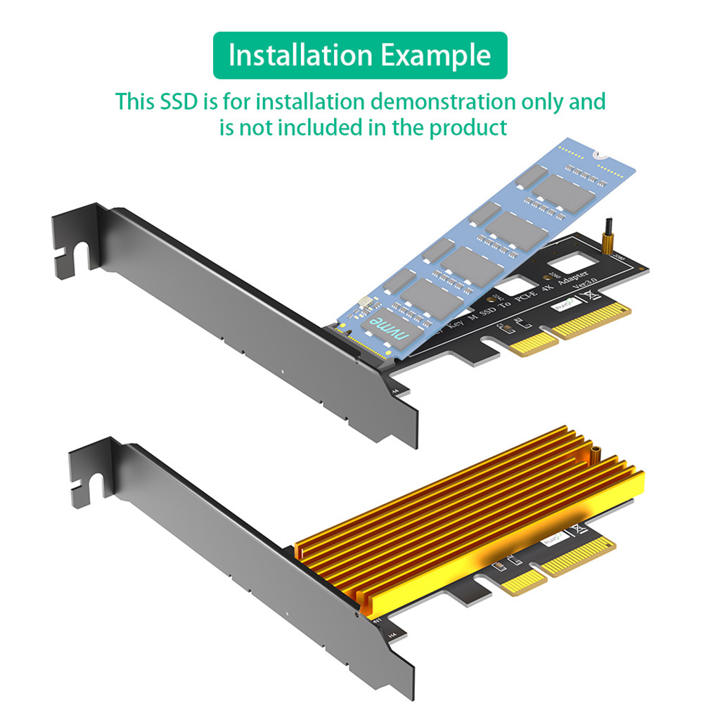 For M.2 Ngff Pci-E Ssd To Pci Express 3.0 X4 Host Adapter Card Support M.2 Key M Pcie (Nvme Or Ahci)
