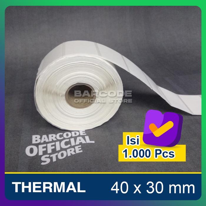 Stiker Kertas Label Bare Thermal Ukuran 40X30Mm - 40 X 30 Mm