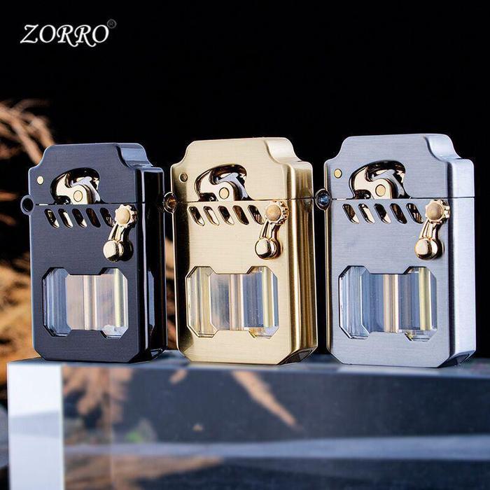 DISKON Mancis Korek Api Minyak Retro Zorro Lighter Transparant 786 Gift Box
