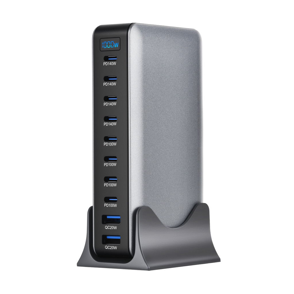 1000W GaN Fast Charger PD3.1 USB Type C 10-Port DesktopFast Charging Station Adapter for Mobile &