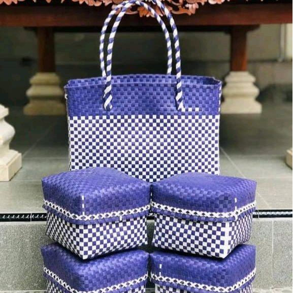 Set Tas Keben plastik kaca isi 4 gratis besek bambu/ Tas keben BALI / Set Tas Sodan murah / Keben