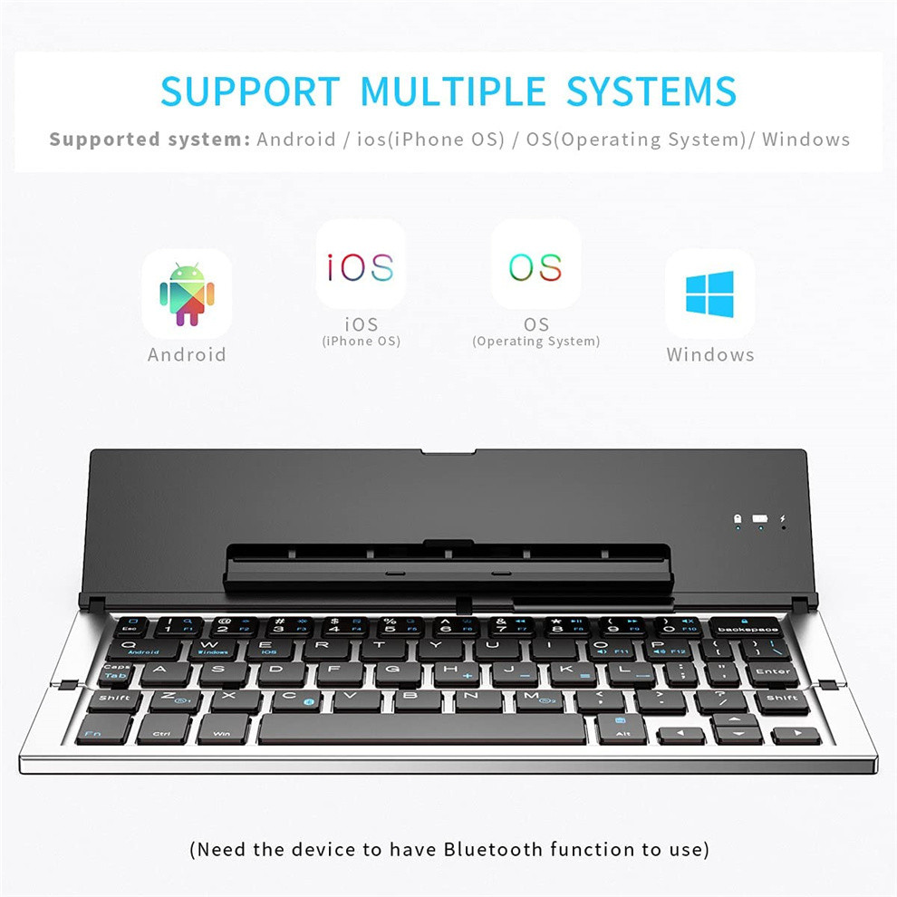 BOW Folding Bluetooth Mobile Phone Keyboard Rechargeable Wireless Pocket Keyboard for iPhone Samsung