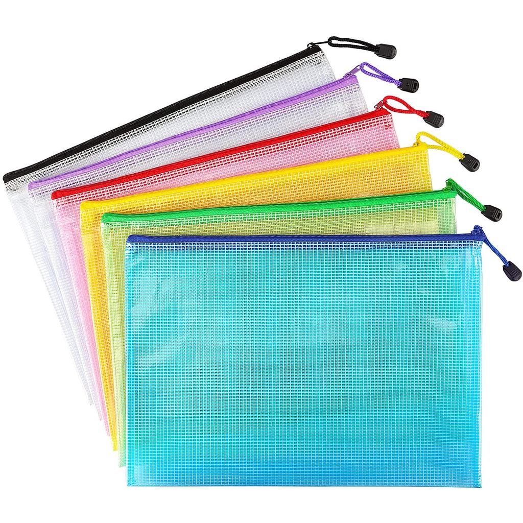 6Pack Gridding Waterproof Zip Bag A3 A4 A5 A6 Transparent Document Bag Pen Filing Products Pocket