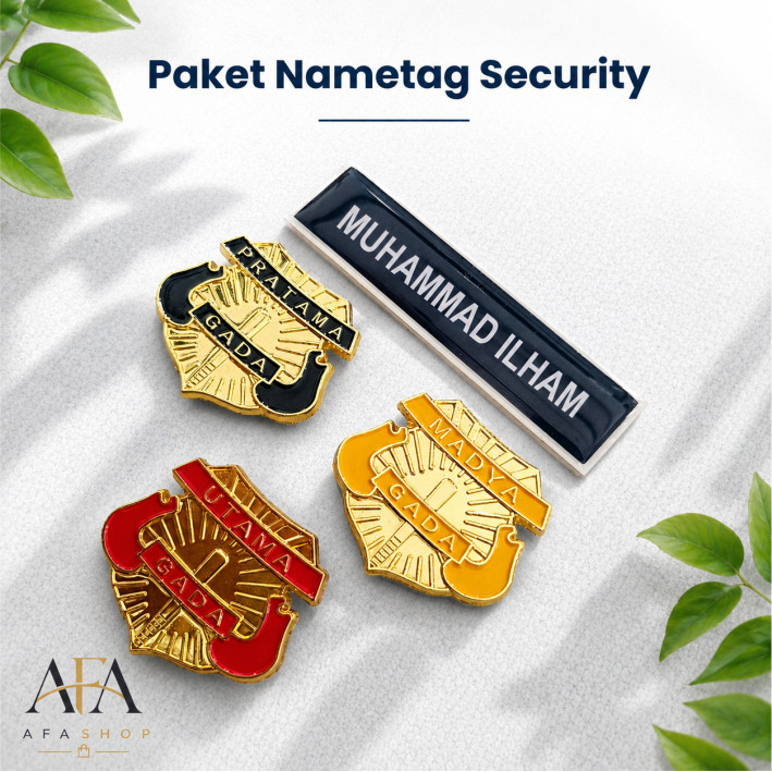 Nametag Security Custom Logo & Nama + Pin Gada Pratama Madya Utama | Magnet/Peniti
