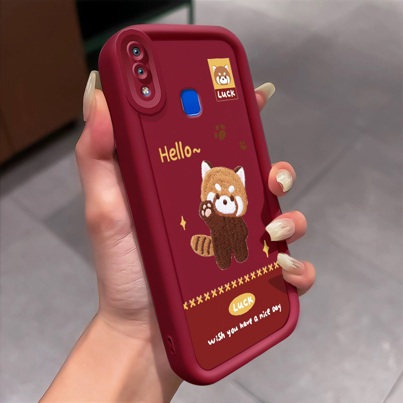 Casing Hp untuk VIVO Y91 Y91i Y93 Y93s Y95 Case Red panda Kasing Menempel pada bodi Cesing Kesing Si
