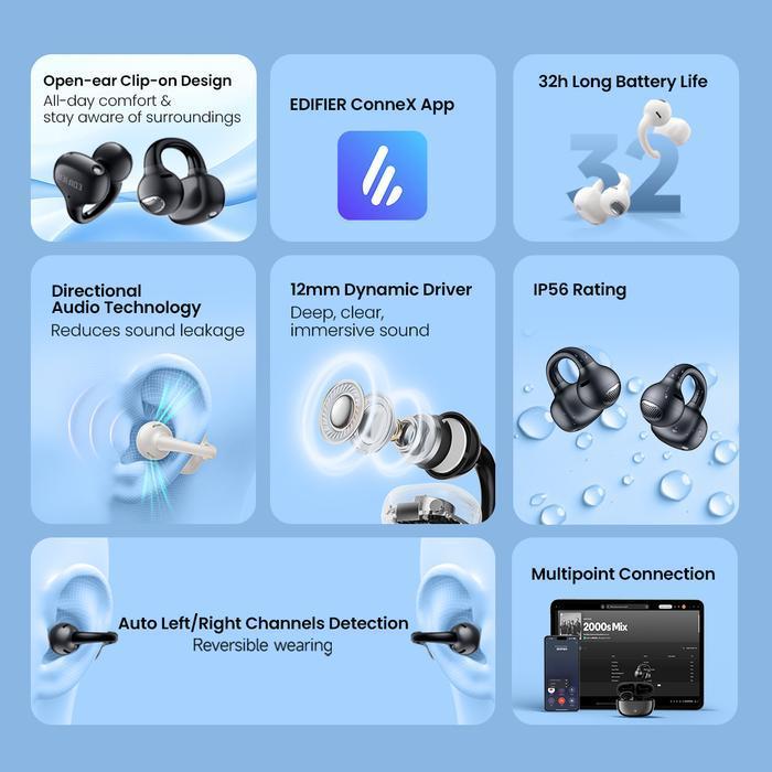 Edifier Comfo Q / ComfoQ Open-ear True Wireless Earbuds IP56 Waterproof