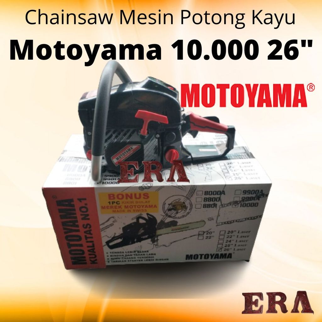 MOTOYAMA - Chainsaw 10000 Bar 24, 26” Mesin Gergaji Pohon Kayu 26 Inci Alat Potong Kayu 26 Inch SINS