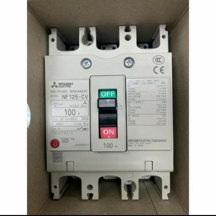 NFB / MCCB MITSUBISHI NF125CV 3P 100A NF125CV 3P 100 AMPERE NF 125 ORIGINAL 100%