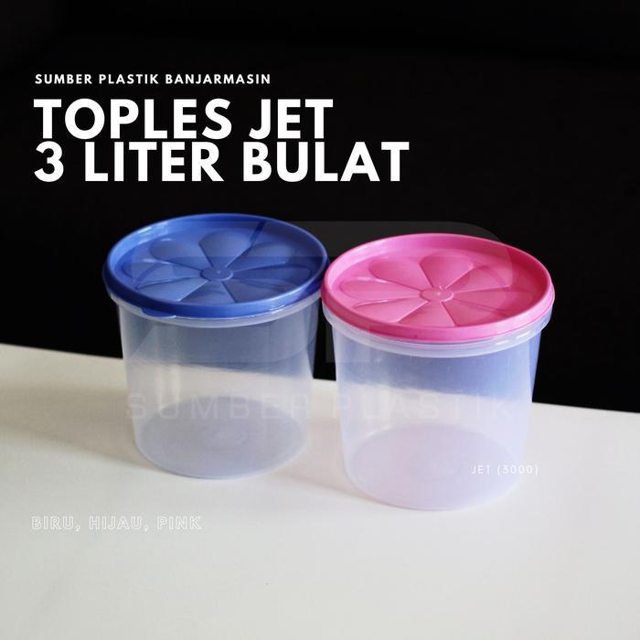 SPECIAL Toples 3000 JET Wadah Kerupuk 3 Liter Tempat Penyimpanan Makanan Bulat Plastik Serbaguna