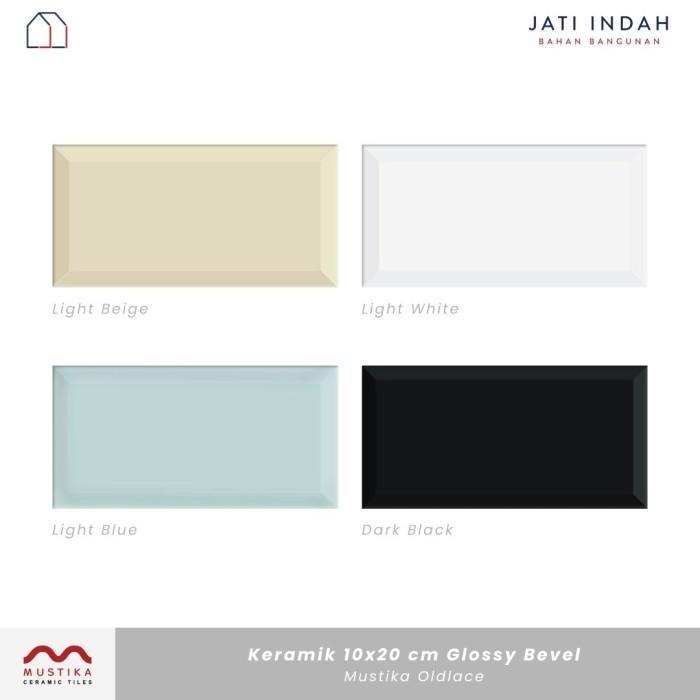 ] Keramik 10x20 cm Bevel Polos Glossy Mustika Oldlace (Subway Tile)