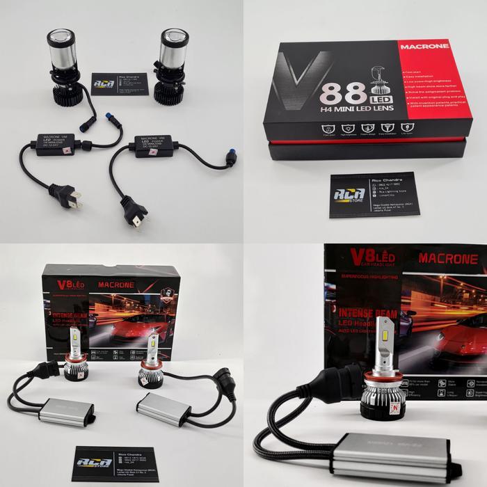 Paket Lampu Led MiniProjector V88 Macrone Headligh & Foglamp Led