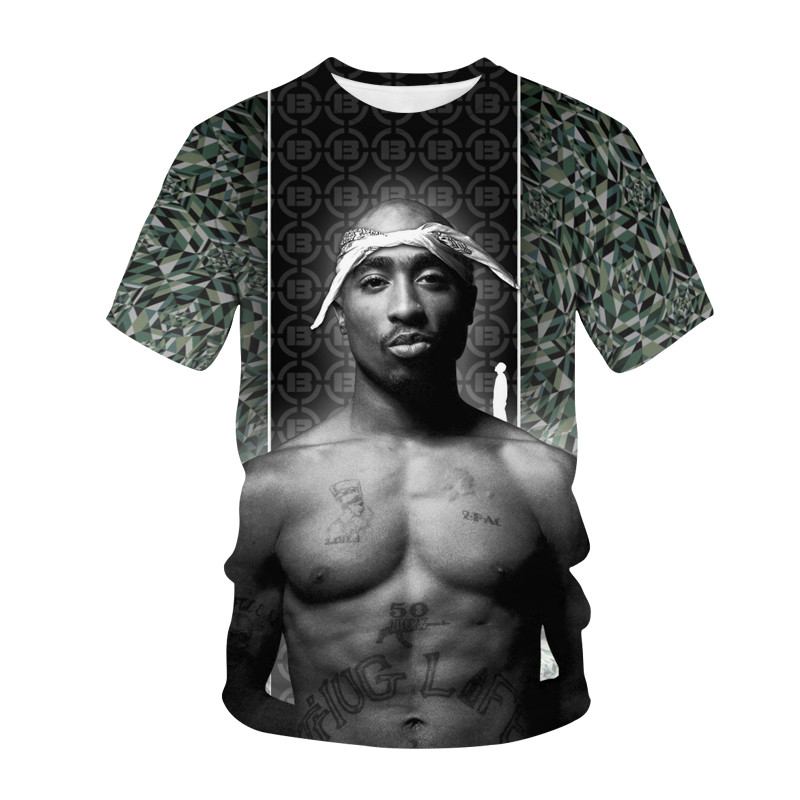 Baru Kedatangan Kaos 2Pac Streetwear Rapper T Olahraga Tees Tupac Pria Tshirt Pakaian