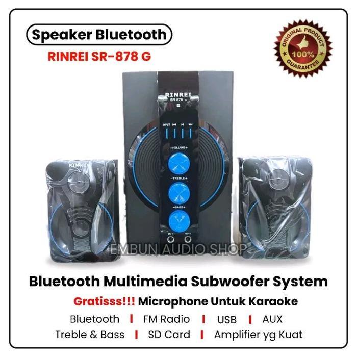 Rinrei Speaker Bluetooth SR-878 G Multimedia Subwoofer System dengan Mikrofon Karaoke Bluetooth FM R