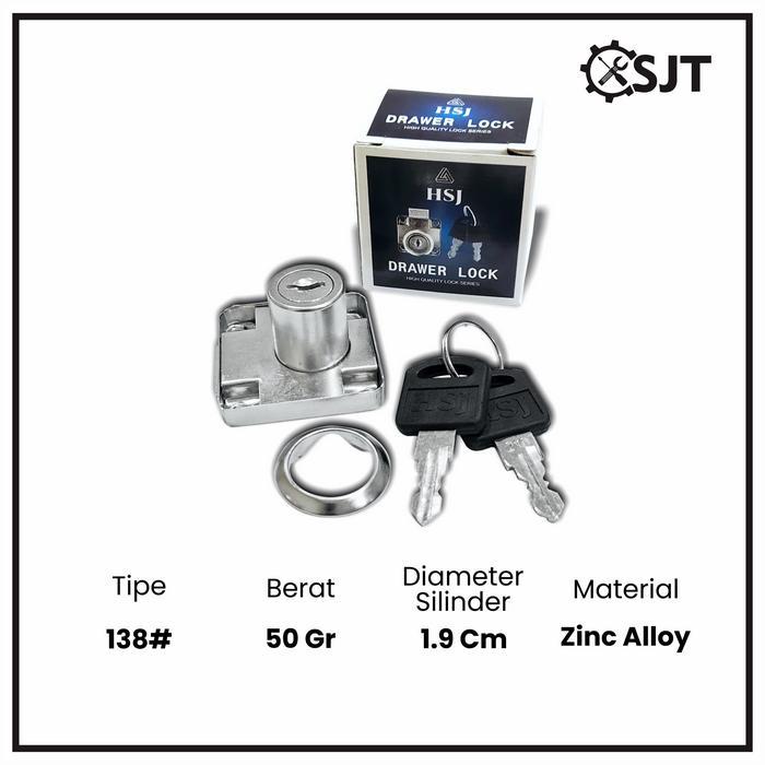 SALE SJT - Kunci Pintu Lemari Geser Sliding 202 Zinc Alloy Drawer Lock / Kunci Laci Padat 138 HSJ