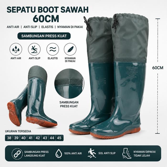 Sepatu Boots Sawah Kebun Mancing Model Celana Panjang 110cm 80cm 60cm 55cm Anti Air Anti Keong Anti