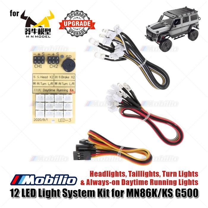 12 Led Light System Kit For Rc Mn86K Mn86Ks G500 1:12 Scale Crawler