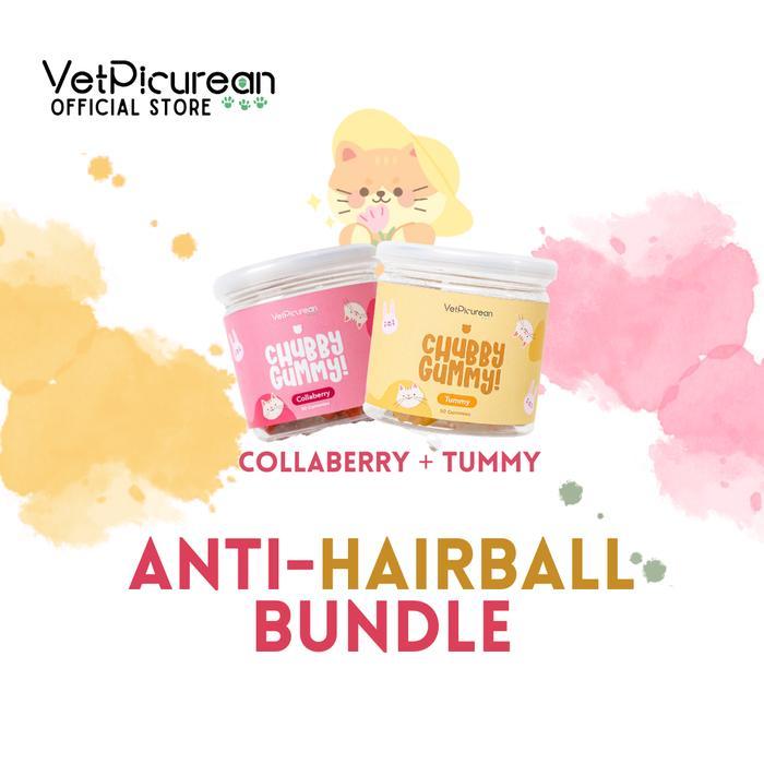 Vetpicurean Chubby Gummy Paket Collaberry & Tummy Vitamin Anjing Kucing Anti Hairball Anti Bulu