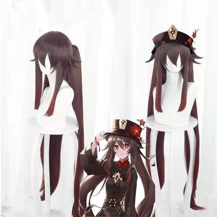 Wig Cosplay Hutao Pursun Genshin Impact Hutao Anime Game Hu Tao