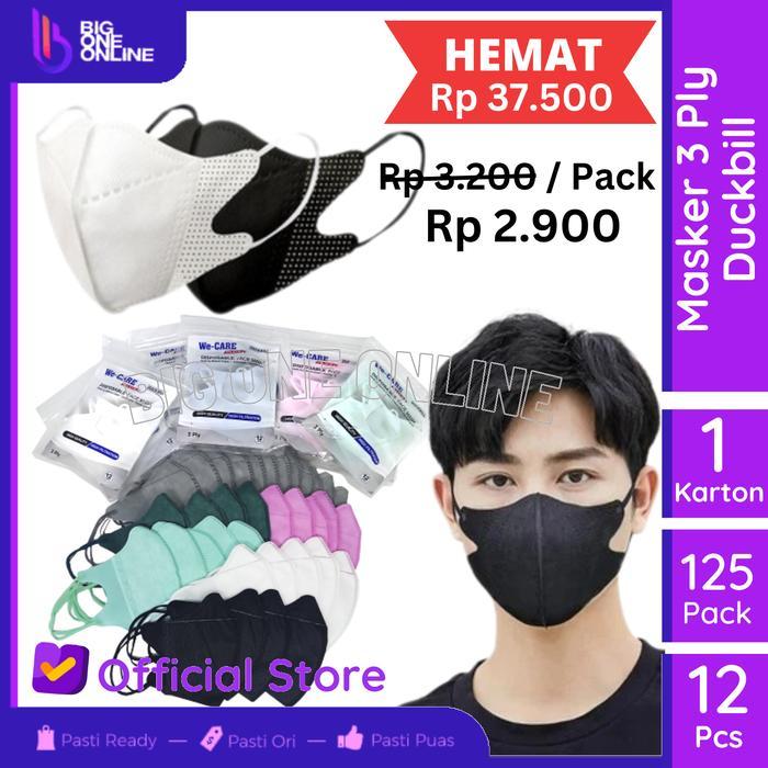 TERLARIS Masker Duckbill 3ply 1 Karton isi 125 Pack, Duckbill Mask 3 Ply