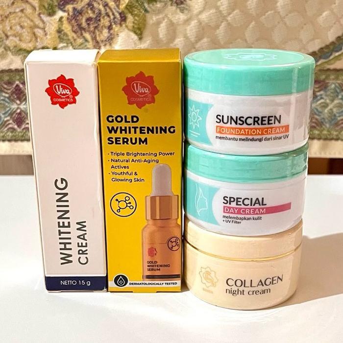 ME363 (Get Pouch) Paket Flek Viva Skincare / Viva Serum Gold Whitening +Viva Whitening Cream+Viva