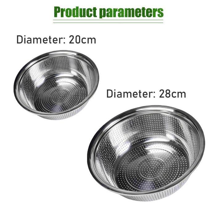 28CM Baskom Lubang Stainless Multifungsi / Baskom Bolong Stainless / Saringan Baskom Stainless /
