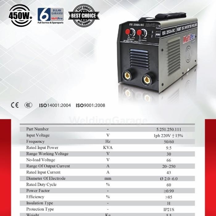 MESIN LAS MULTIPRO EG 250 ASC 450WATT