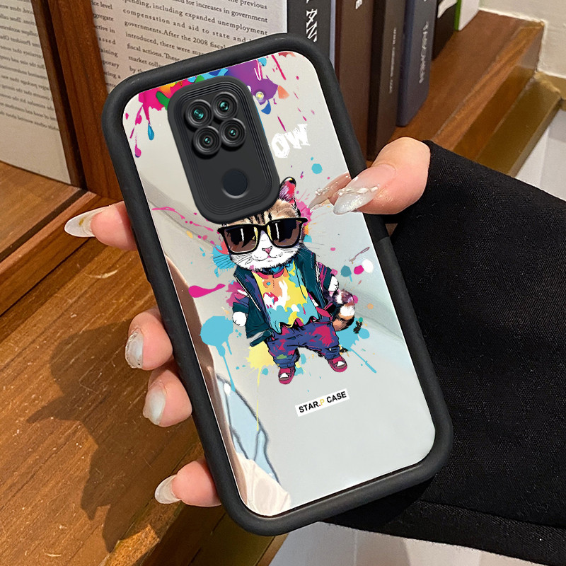 Casing Hp Untuk Xiaomi Redmi Note 9 Note 9s Note 9 Pro POCO M2 Pro Case Kucing kacamata hitam Kasing
