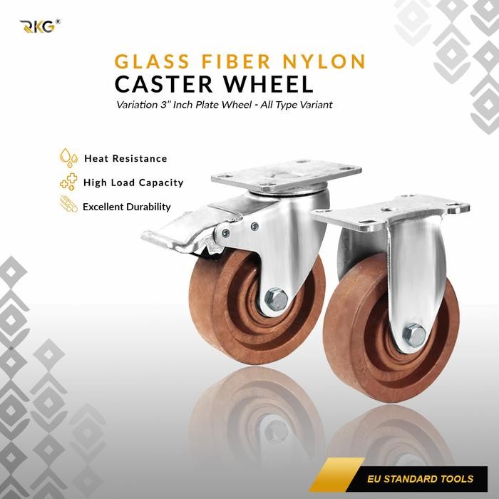 Roda Oven Tahan Panas 300 C Glass Fiber Nylon High Temp Industrial Caster