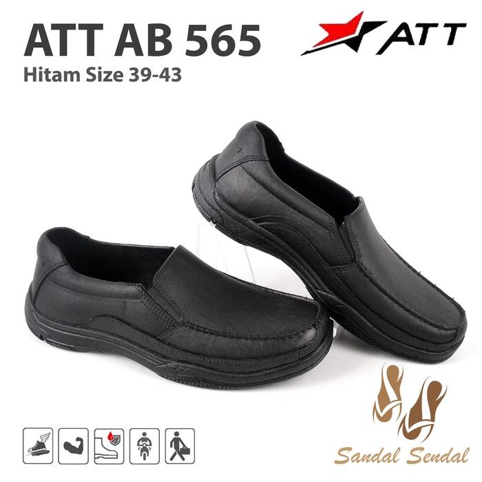 Sepatu Pantofel ATT AB 565 Hitam Karet Kerja Flat Shoes Pria