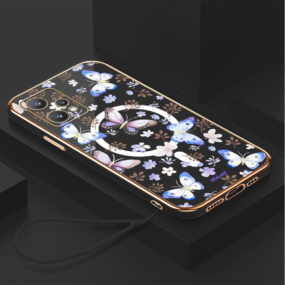 Casing Hp Untuk Realme 9 Pro Lokal Stock Lanyard Gratis Phone Case Softcase Kesing Cassing Bunga 296