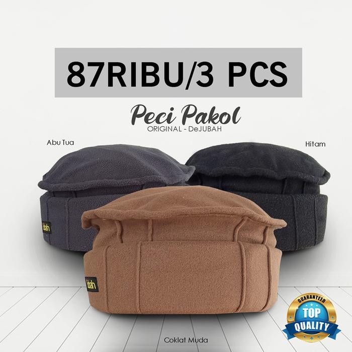 ASLI PAKET 3 PCS / Peci Dejubah / Peci Sholat / Peci Pakol / Peci Kopiah / Peci Kekinian / Kopiah