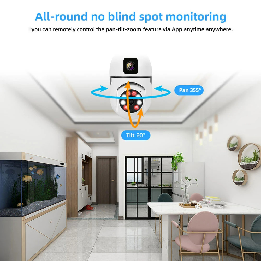 Tuya 8MP Full HD PTZ WiFi Dual Lens Dual Screen E27 Bulb Camera Tuya Smart Life Security Video