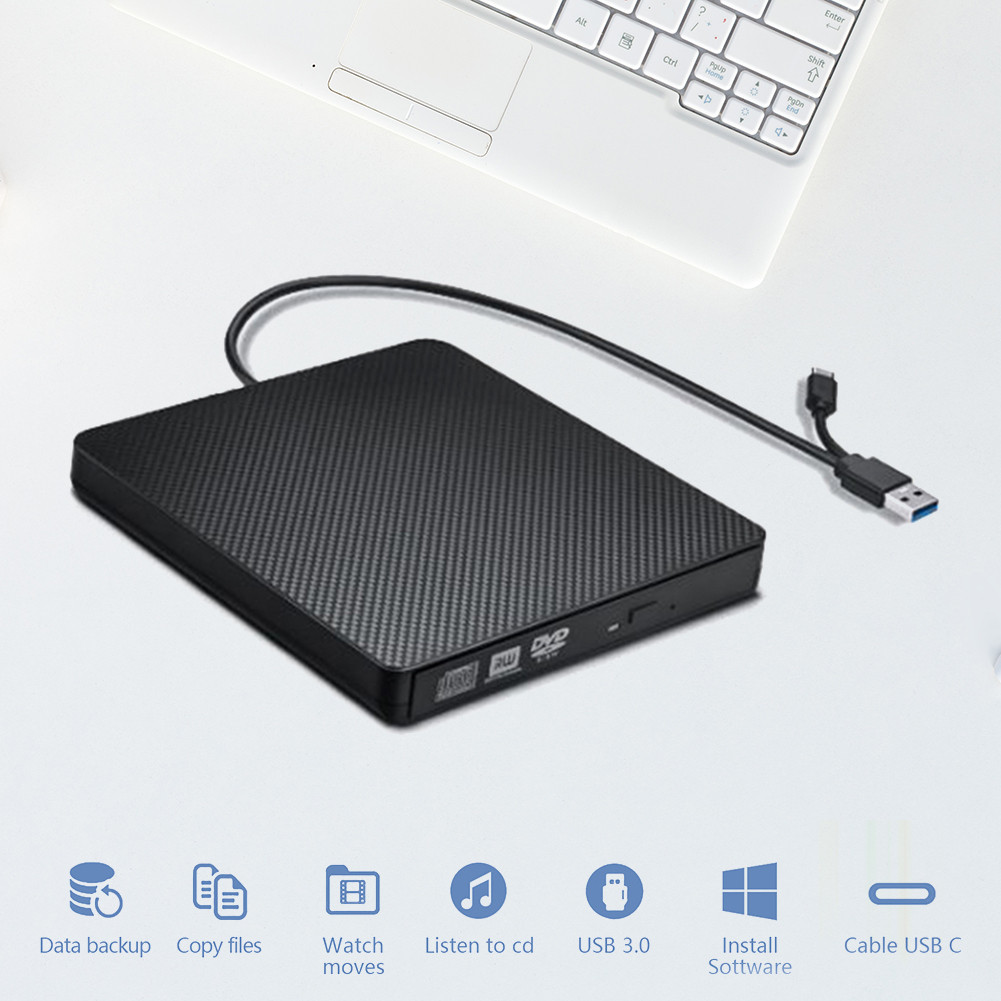 12.7mm External DVD Enclosure USB3.0 Type-C External Optical Drive Enclosure DVD CD-ROM Case for Lap