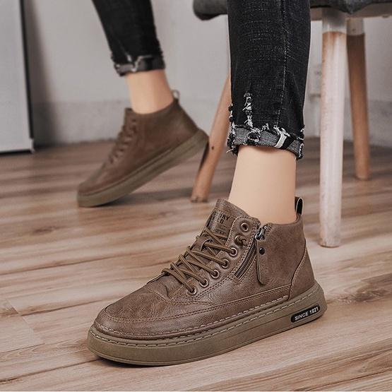Sepatu Sneaker Boots Kulit Pria Cowok Original Jahitan Lentur