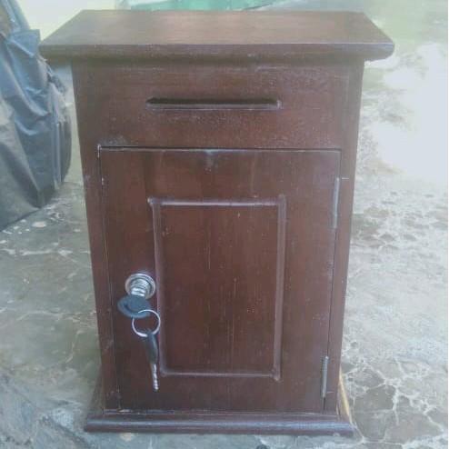 kotak saran kotak surat celengan dari kayu jati lubang depan