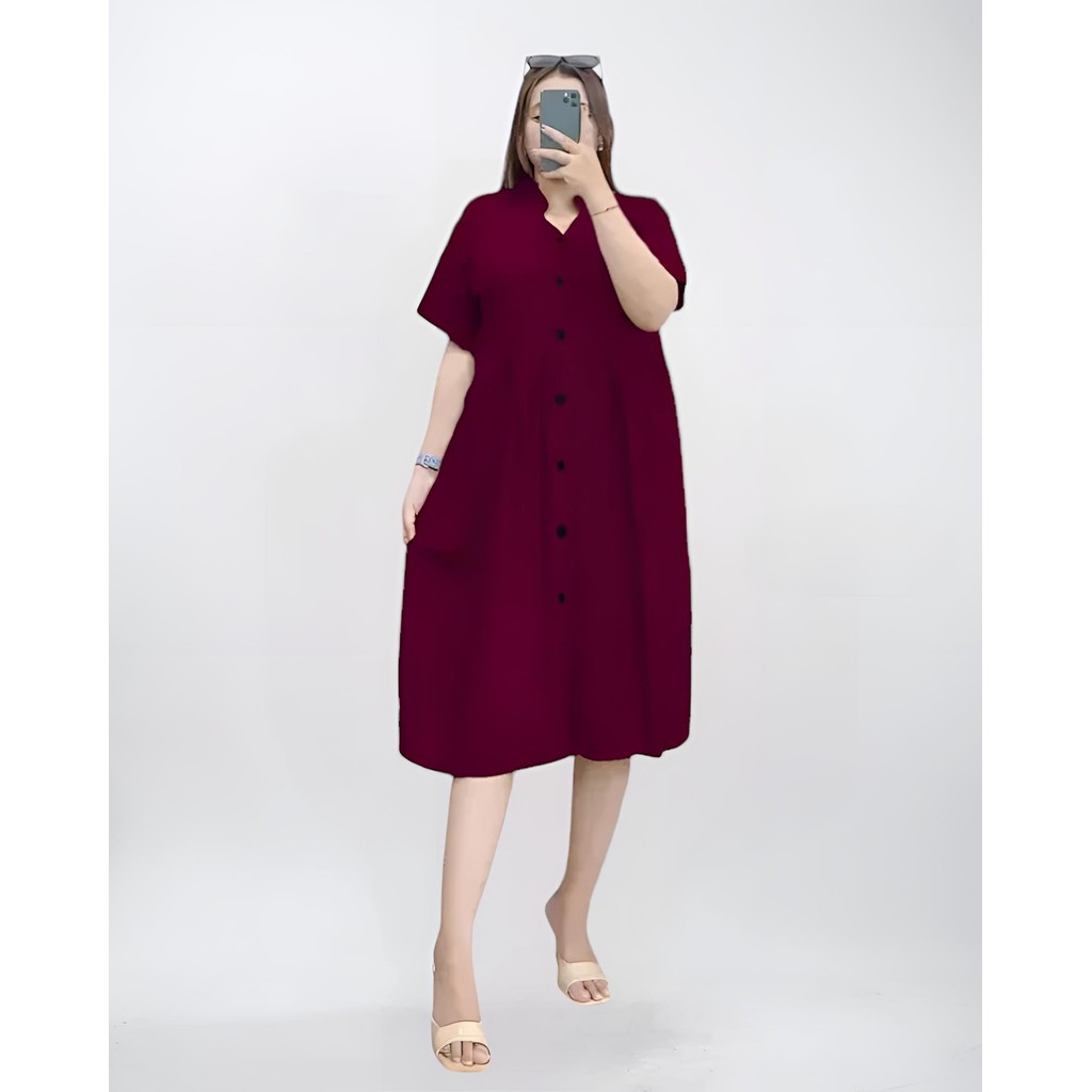 Promo Daster Kancing Depan Kekinian Dress Wanita Viral Daster Lengan Pendek