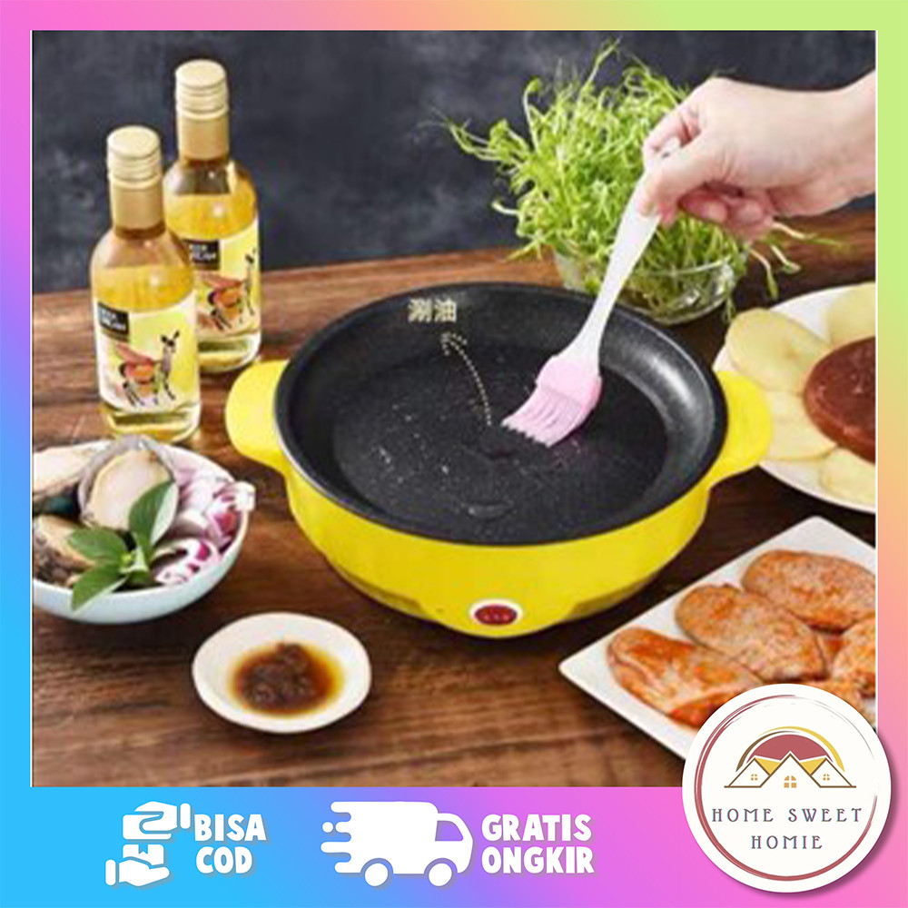 Panggangan Listrik Serbaguna Korean Pan Grill Pan Listrik Panggangan Bbq Bulat Panci Listrik Grill P