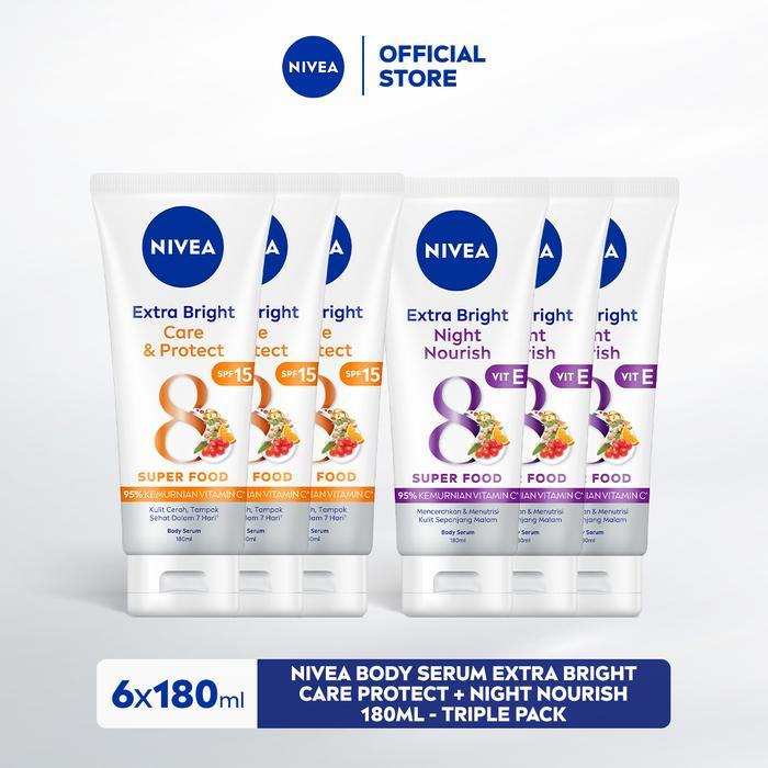 i0cc- Nivea Body Serum - Care Protect+Night Nourish 180Ml - Triplepack