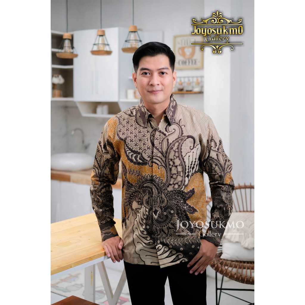 KRESNA Baju Batik Pria Terbaru 2021 Kemeja Batik Pria Lengan Panjang Model Reguler Baju Atasan Pria 